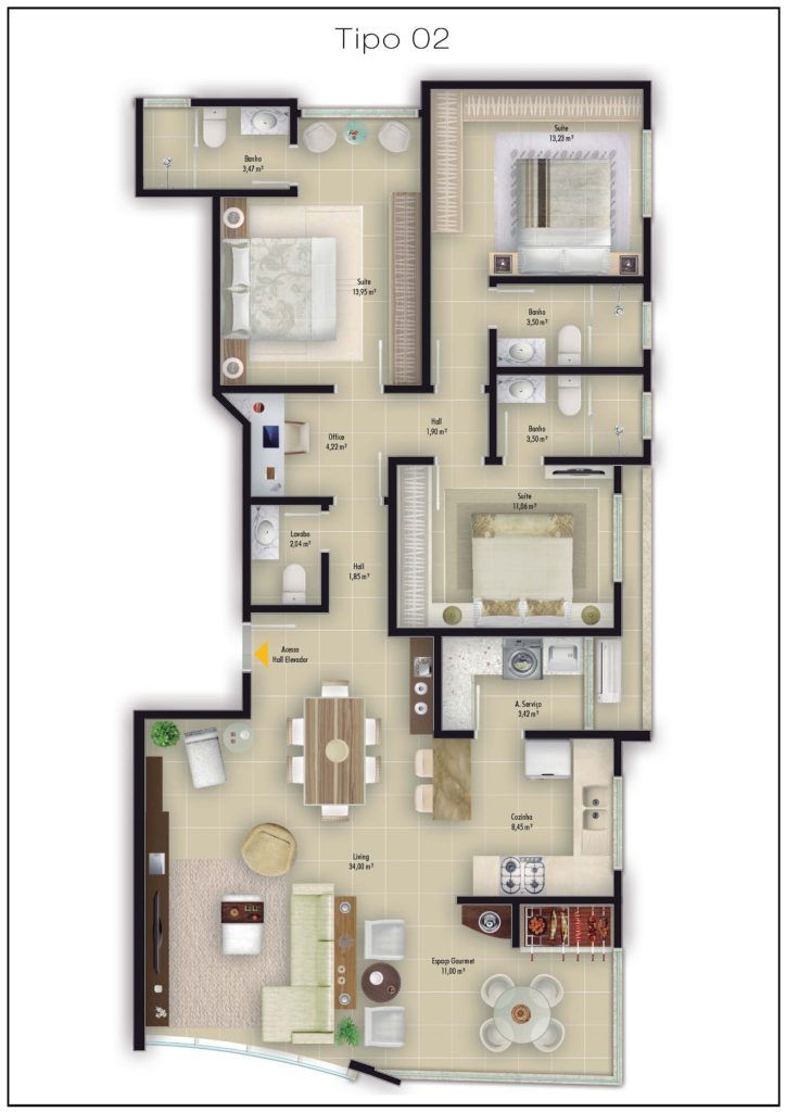 Apartamento à venda com 3 quartos, 150.00m² - Meia Praia,Itapema